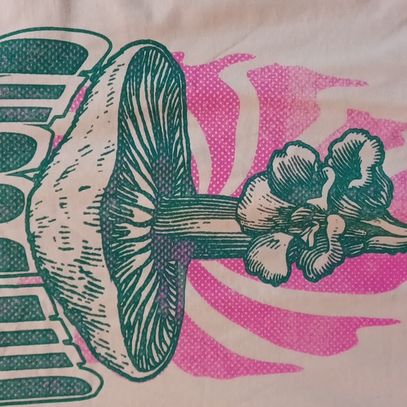 Brand new (2024) The Doors Medium Tan Tee w/Grn & Pnk Mushroom Graphic - Picture 2 of 6